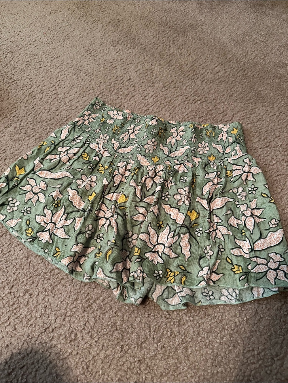 Green Floral Flowy Shorts